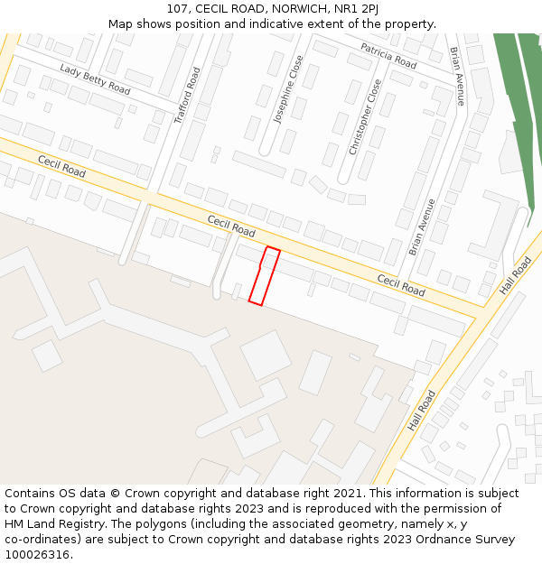 107, CECIL ROAD, NORWICH, NR1 2PJ: Location map and indicative extent of plot