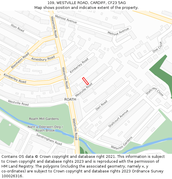109, WESTVILLE ROAD, CARDIFF, CF23 5AG: Location map and indicative extent of plot