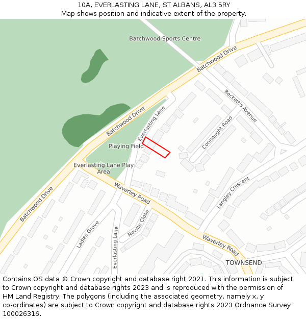 10A, EVERLASTING LANE, ST ALBANS, AL3 5RY: Location map and indicative extent of plot