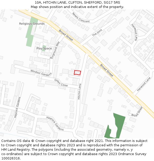 10A, HITCHIN LANE, CLIFTON, SHEFFORD, SG17 5RS: Location map and indicative extent of plot