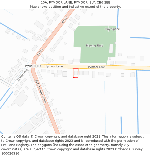 10A, PYMOOR LANE, PYMOOR, ELY, CB6 2EE: Location map and indicative extent of plot