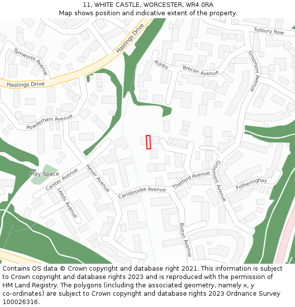 11, WHITE CASTLE, WORCESTER, WR4 0RA: Location map and indicative extent of plot