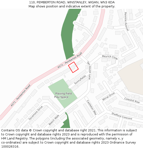 110, PEMBERTON ROAD, WINSTANLEY, WIGAN, WN3 6DA: Location map and indicative extent of plot