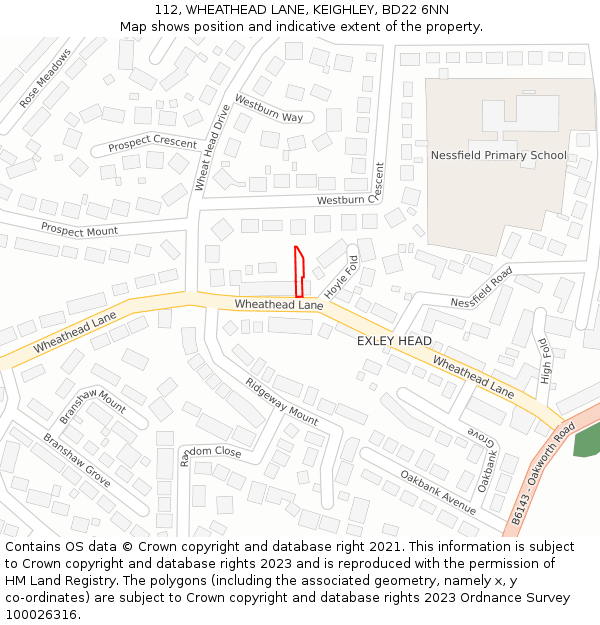 112, WHEATHEAD LANE, KEIGHLEY, BD22 6NN: Location map and indicative extent of plot