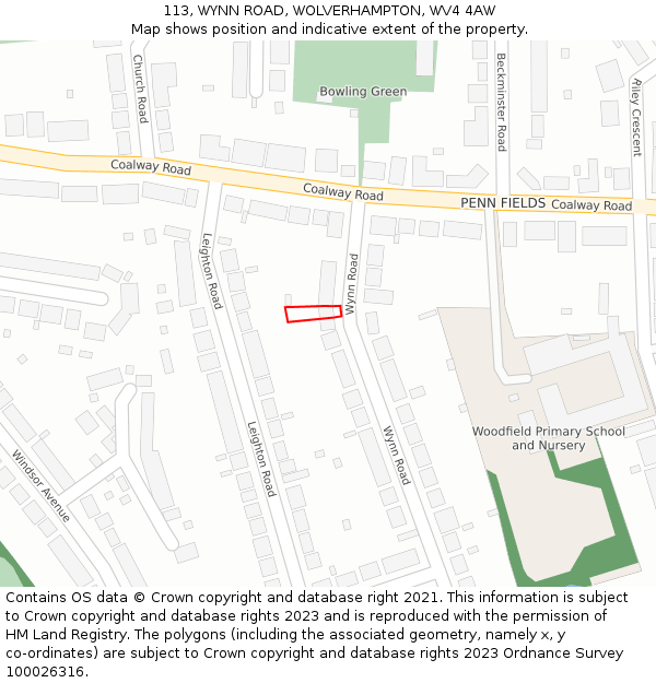113, WYNN ROAD, WOLVERHAMPTON, WV4 4AW: Location map and indicative extent of plot