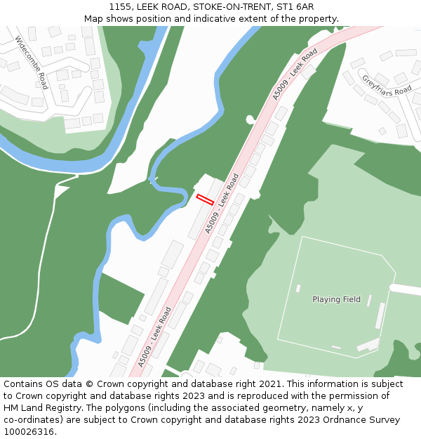 1155, LEEK ROAD, STOKE-ON-TRENT, ST1 6AR: Location map and indicative extent of plot