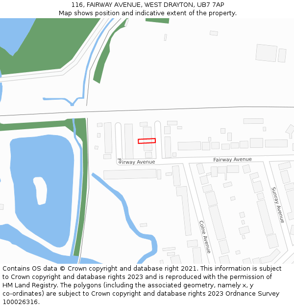 116, FAIRWAY AVENUE, WEST DRAYTON, UB7 7AP: Location map and indicative extent of plot