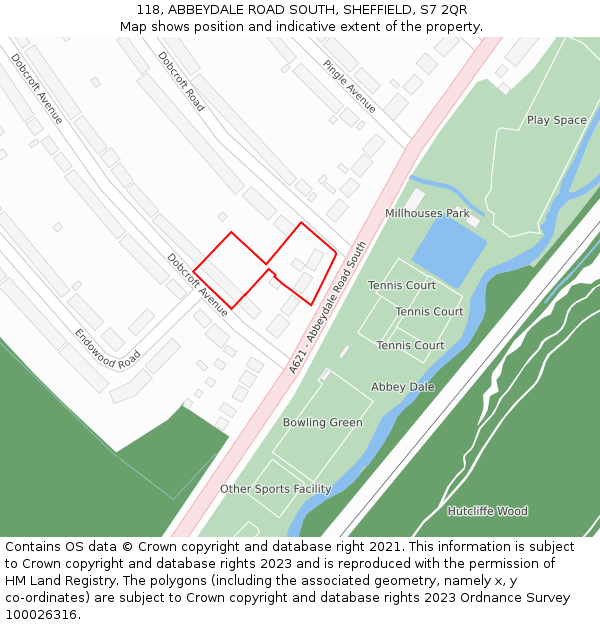 118, ABBEYDALE ROAD SOUTH, SHEFFIELD, S7 2QR: Location map and indicative extent of plot