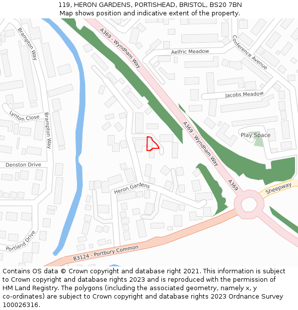 119, HERON GARDENS, PORTISHEAD, BRISTOL, BS20 7BN: Location map and indicative extent of plot