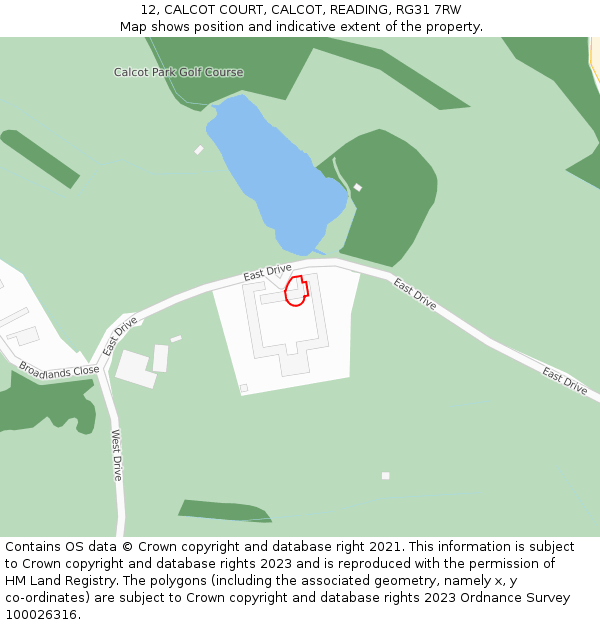 12, CALCOT COURT, CALCOT, READING, RG31 7RW: Location map and indicative extent of plot