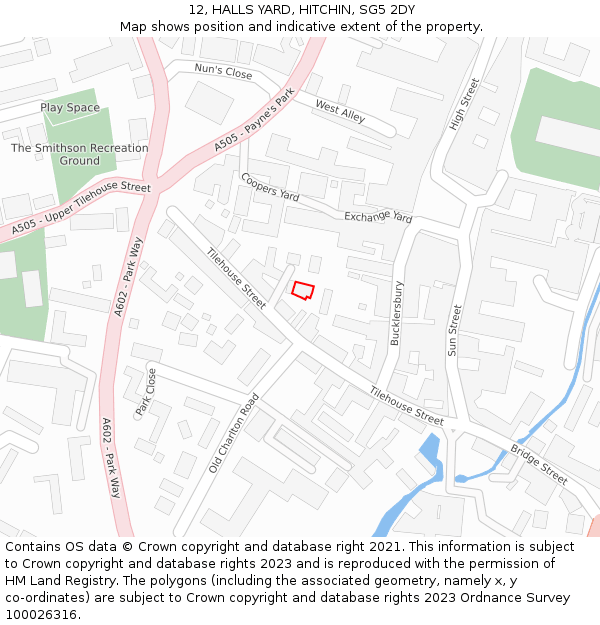 12, HALLS YARD, HITCHIN, SG5 2DY: Location map and indicative extent of plot