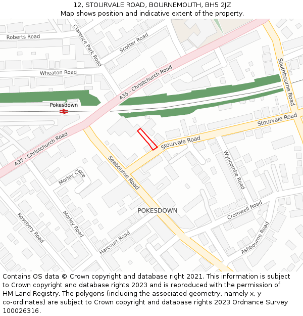 12, STOURVALE ROAD, BOURNEMOUTH, BH5 2JZ: Location map and indicative extent of plot
