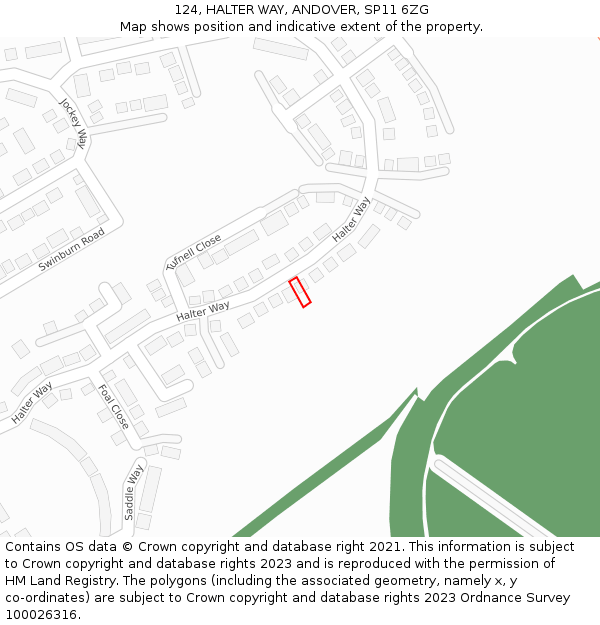 124, HALTER WAY, ANDOVER, SP11 6ZG: Location map and indicative extent of plot