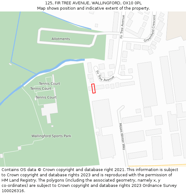 125, FIR TREE AVENUE, WALLINGFORD, OX10 0PL: Location map and indicative extent of plot