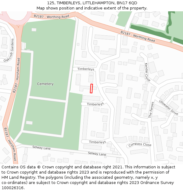 125, TIMBERLEYS, LITTLEHAMPTON, BN17 6QD: Location map and indicative extent of plot