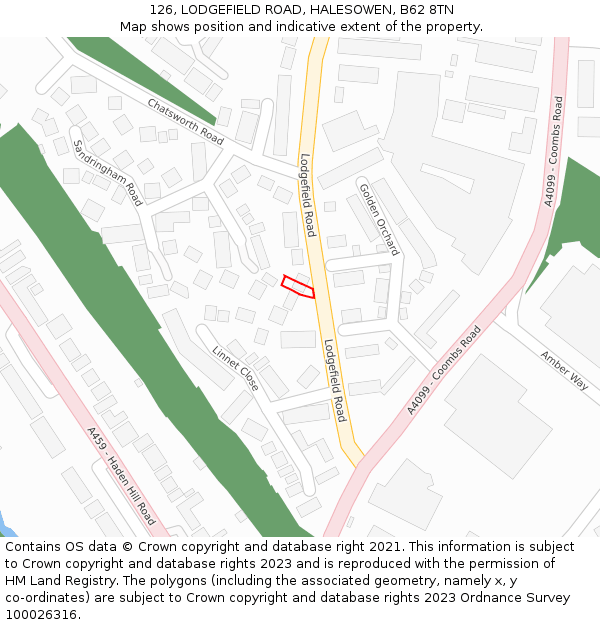 126, LODGEFIELD ROAD, HALESOWEN, B62 8TN: Location map and indicative extent of plot
