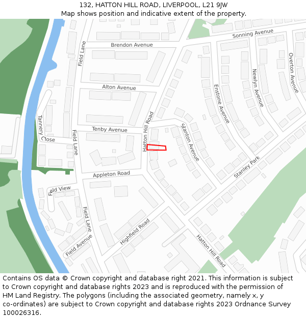 132, HATTON HILL ROAD, LIVERPOOL, L21 9JW: Location map and indicative extent of plot