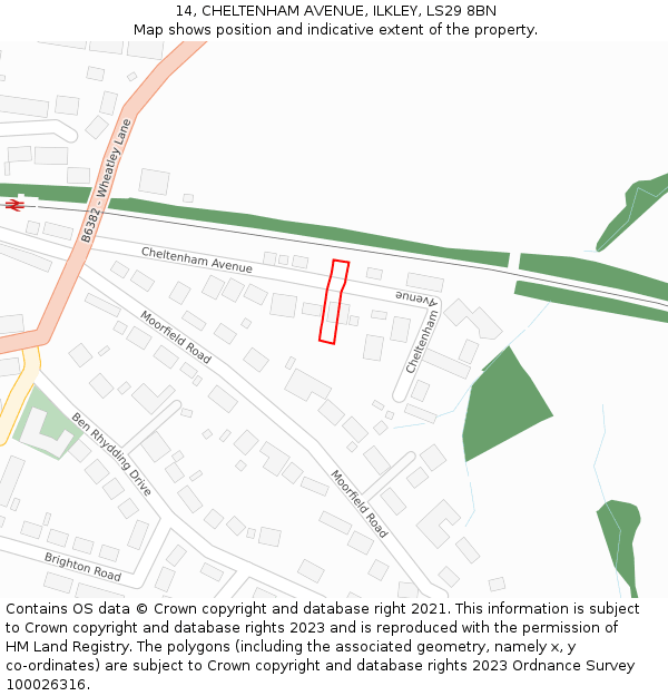 14, CHELTENHAM AVENUE, ILKLEY, LS29 8BN: Location map and indicative extent of plot