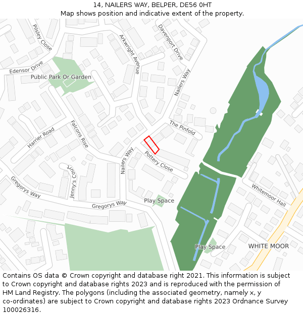 14, NAILERS WAY, BELPER, DE56 0HT: Location map and indicative extent of plot