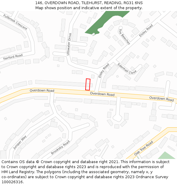 146, OVERDOWN ROAD, TILEHURST, READING, RG31 6NS: Location map and indicative extent of plot