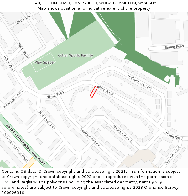 148, HILTON ROAD, LANESFIELD, WOLVERHAMPTON, WV4 6BY: Location map and indicative extent of plot