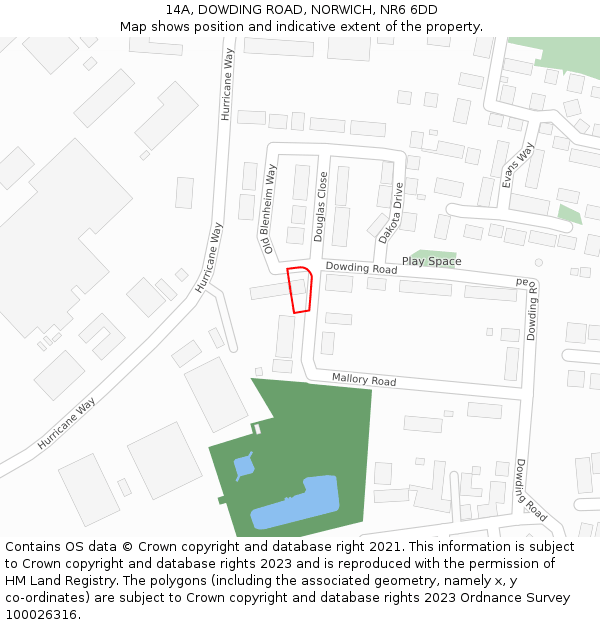 14A, DOWDING ROAD, NORWICH, NR6 6DD: Location map and indicative extent of plot