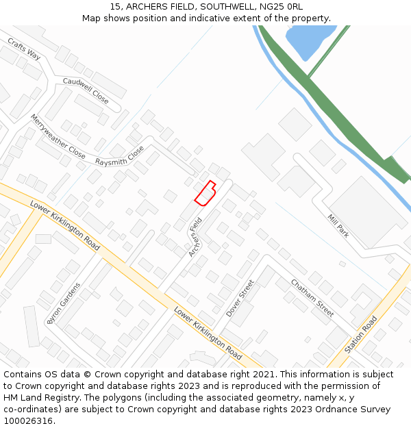 15, ARCHERS FIELD, SOUTHWELL, NG25 0RL: Location map and indicative extent of plot