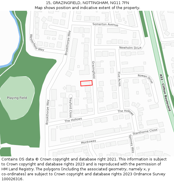 15, GRAZINGFIELD, NOTTINGHAM, NG11 7FN: Location map and indicative extent of plot