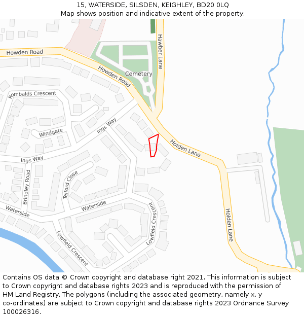 15, WATERSIDE, SILSDEN, KEIGHLEY, BD20 0LQ: Location map and indicative extent of plot