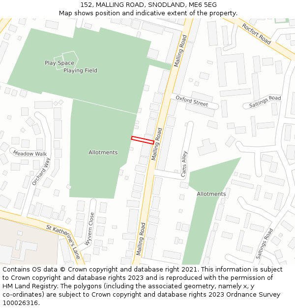 152, MALLING ROAD, SNODLAND, ME6 5EG: Location map and indicative extent of plot