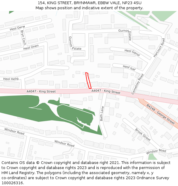 154, KING STREET, BRYNMAWR, EBBW VALE, NP23 4SU: Location map and indicative extent of plot