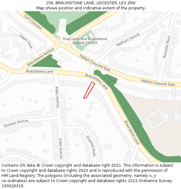 156, BRAUNSTONE LANE, LEICESTER, LE3 2RW: Location map and indicative extent of plot