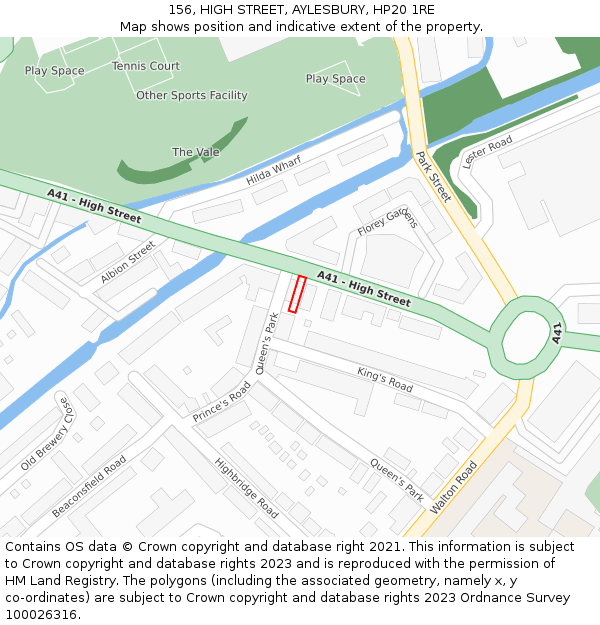 156, HIGH STREET, AYLESBURY, HP20 1RE: Location map and indicative extent of plot
