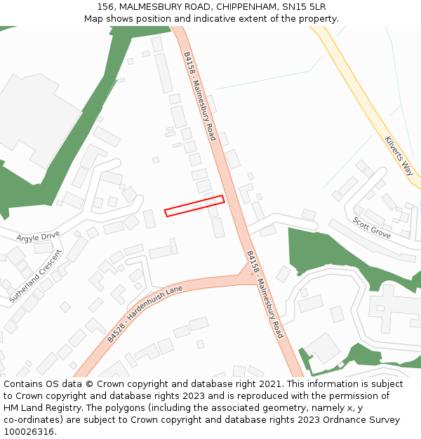 156, MALMESBURY ROAD, CHIPPENHAM, SN15 5LR: Location map and indicative extent of plot