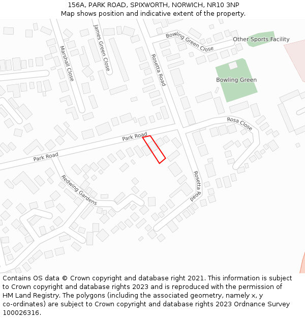 156A, PARK ROAD, SPIXWORTH, NORWICH, NR10 3NP: Location map and indicative extent of plot