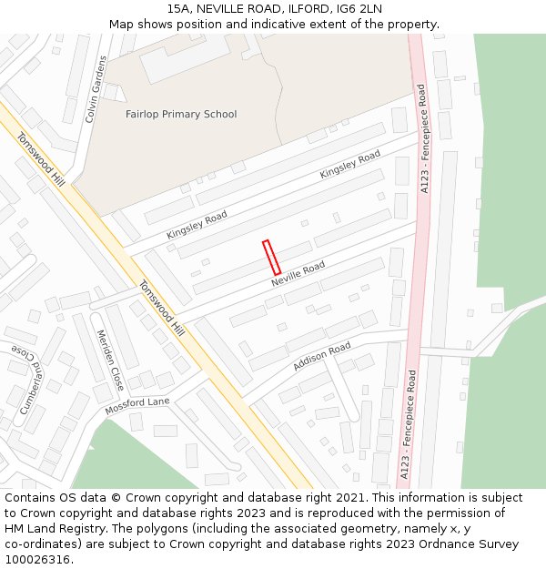 15A, NEVILLE ROAD, ILFORD, IG6 2LN: Location map and indicative extent of plot
