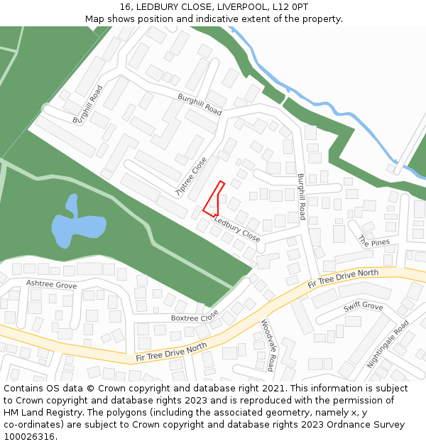 16, LEDBURY CLOSE, LIVERPOOL, L12 0PT: Location map and indicative extent of plot