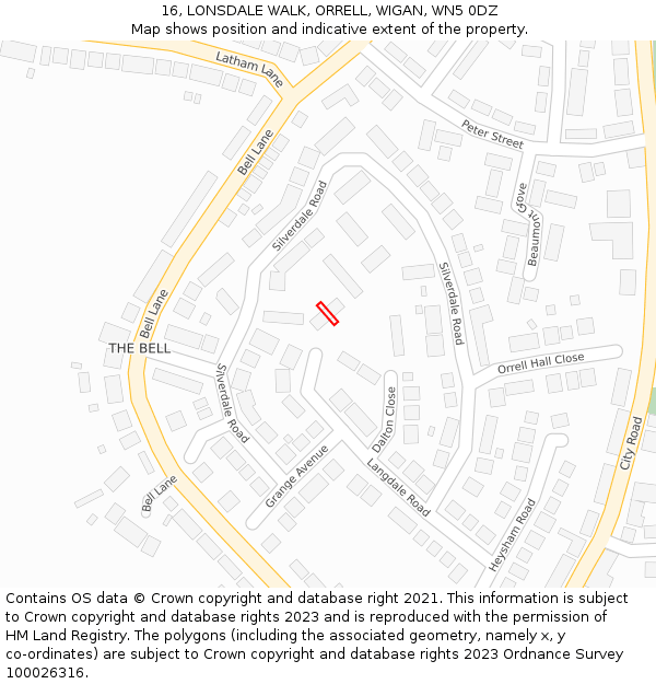 16, LONSDALE WALK, ORRELL, WIGAN, WN5 0DZ: Location map and indicative extent of plot