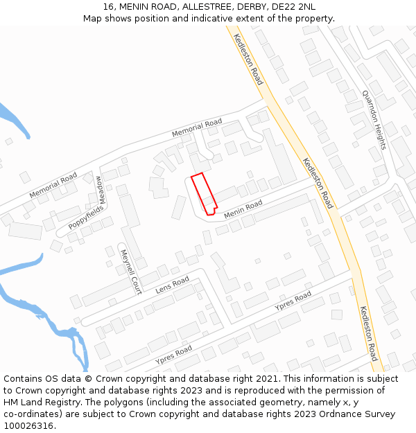 16, MENIN ROAD, ALLESTREE, DERBY, DE22 2NL: Location map and indicative extent of plot
