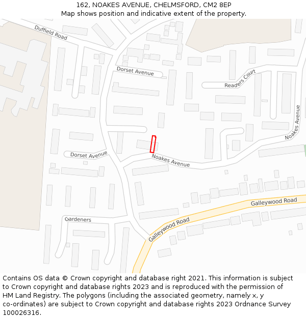 162, NOAKES AVENUE, CHELMSFORD, CM2 8EP: Location map and indicative extent of plot
