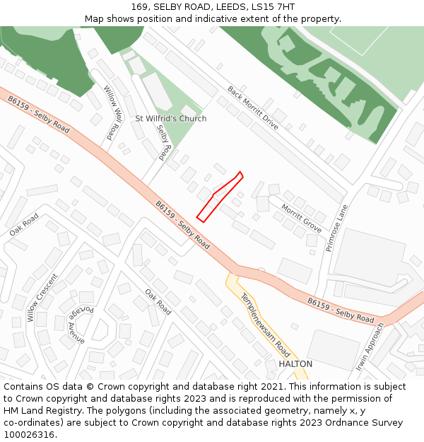 169, SELBY ROAD, LEEDS, LS15 7HT: Location map and indicative extent of plot