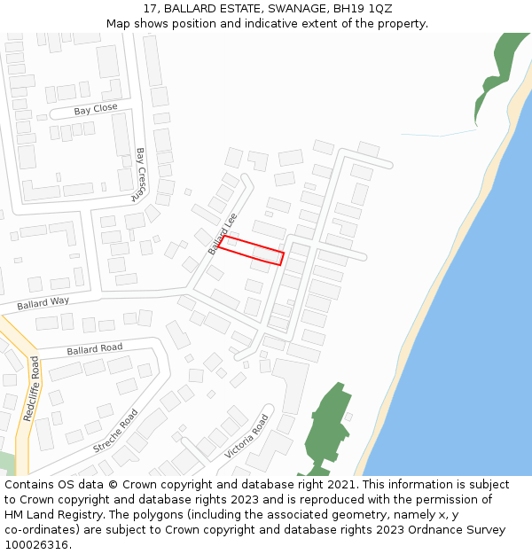 17, BALLARD ESTATE, SWANAGE, BH19 1QZ: Location map and indicative extent of plot