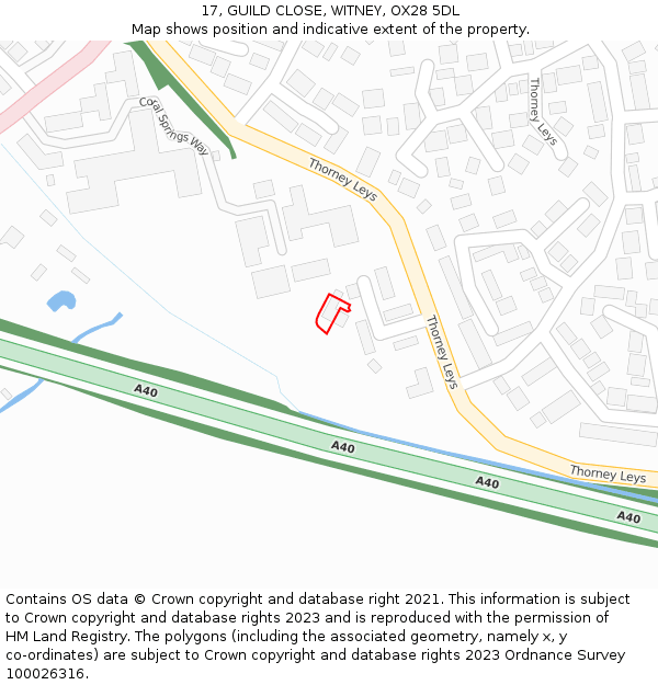 17, GUILD CLOSE, WITNEY, OX28 5DL: Location map and indicative extent of plot