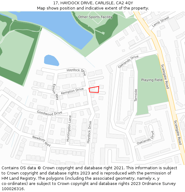 17, HAYDOCK DRIVE, CARLISLE, CA2 4QY: Location map and indicative extent of plot