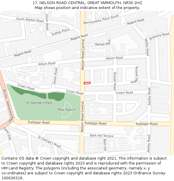 17, NELSON ROAD CENTRAL, GREAT YARMOUTH, NR30 2HZ: Location map and indicative extent of plot