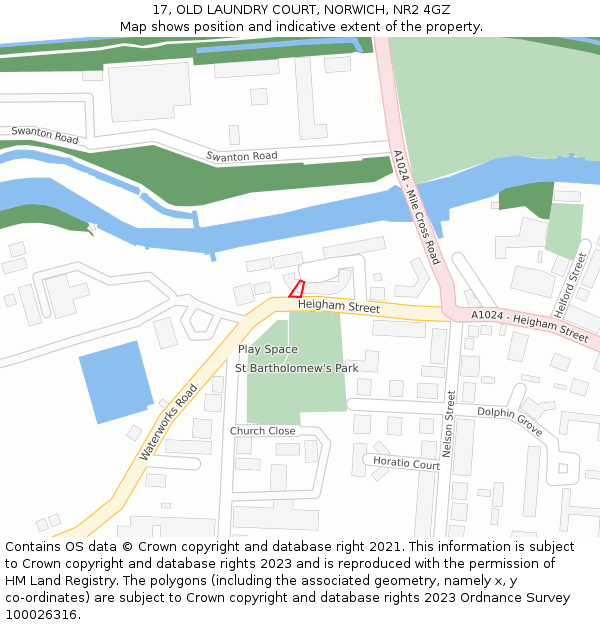 17, OLD LAUNDRY COURT, NORWICH, NR2 4GZ: Location map and indicative extent of plot