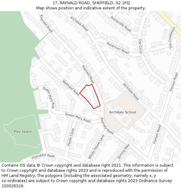 17, RAYNALD ROAD, SHEFFIELD, S2 1PQ: Location map and indicative extent of plot