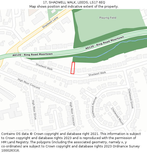 17, SHADWELL WALK, LEEDS, LS17 6EQ: Location map and indicative extent of plot