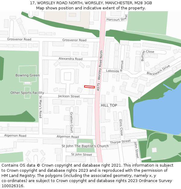 17, WORSLEY ROAD NORTH, WORSLEY, MANCHESTER, M28 3GB: Location map and indicative extent of plot