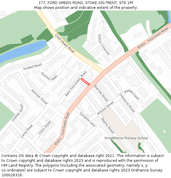 177, FORD GREEN ROAD, STOKE-ON-TRENT, ST6 1PF: Location map and indicative extent of plot